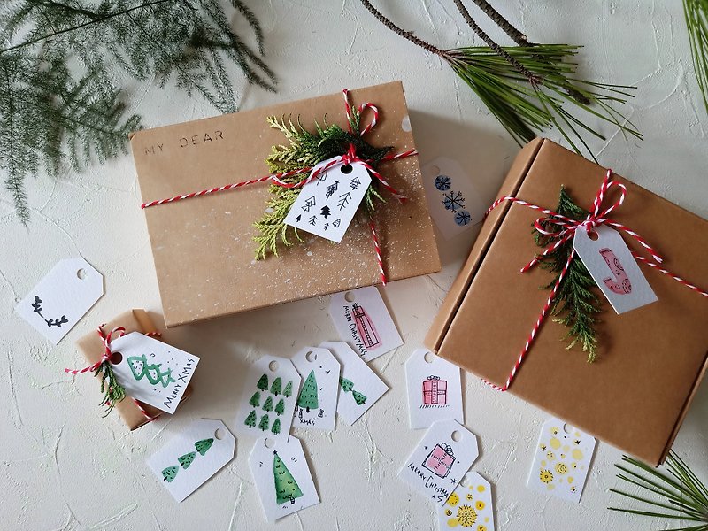 零廢棄手繪吊卡/聖誕包裝/交換禮物/客製化(10張/200元) - 便條紙/便利貼 - 紙 