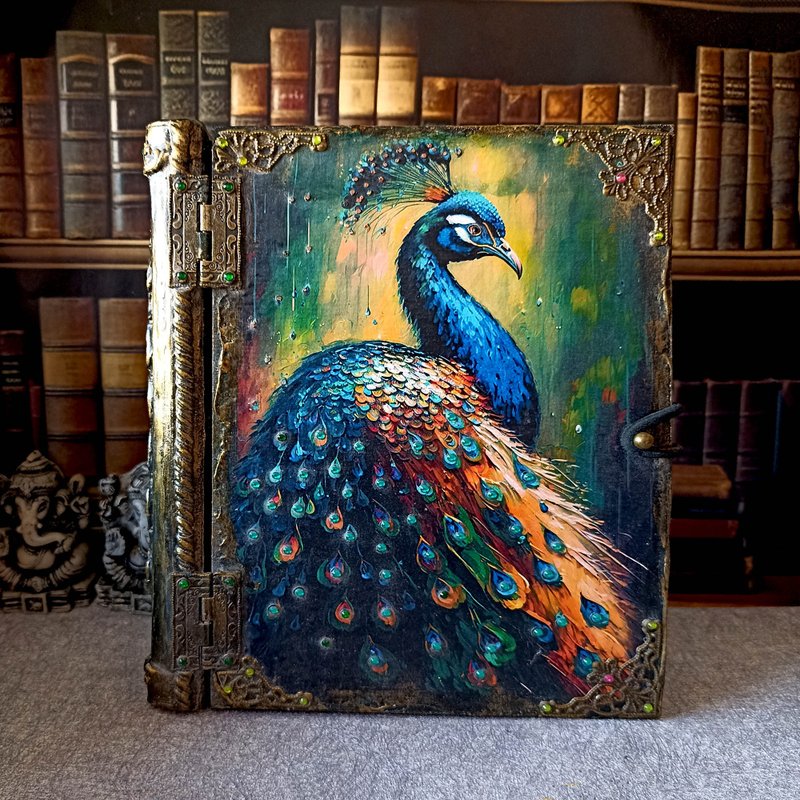 Book-Box Peacock,Card box,Keepsake box,Box for money,Banknote case,Jewelry box - 居家收納/收納盒/儲物盒 - 木頭 藍色