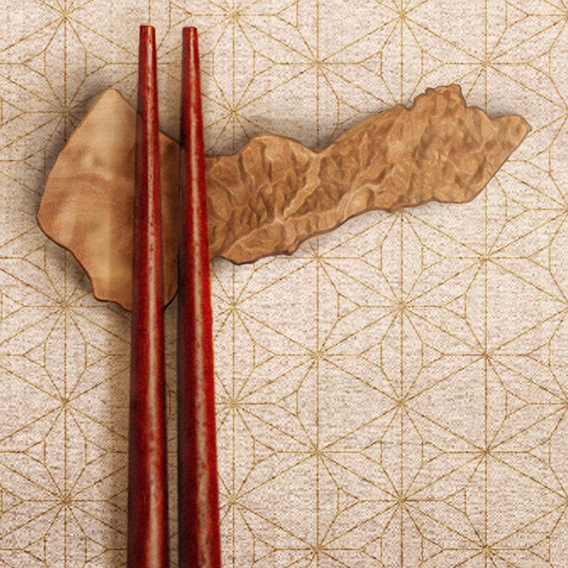 原木木作筷架-台中立體地圖造型 - 筷子/筷架 - 木頭 咖啡色