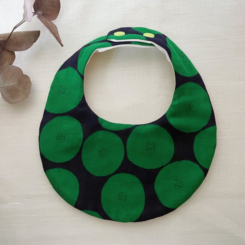 8重ガーゼよだれかけ、あんぱん、深緑風、唾液タオル - スタイ - コットン・麻 グリーン