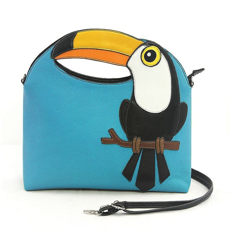 Sleepyville Critters - Toucan Handheld Bag - กระเป๋าถือ - หนังแท้ สีน้ำเงิน
