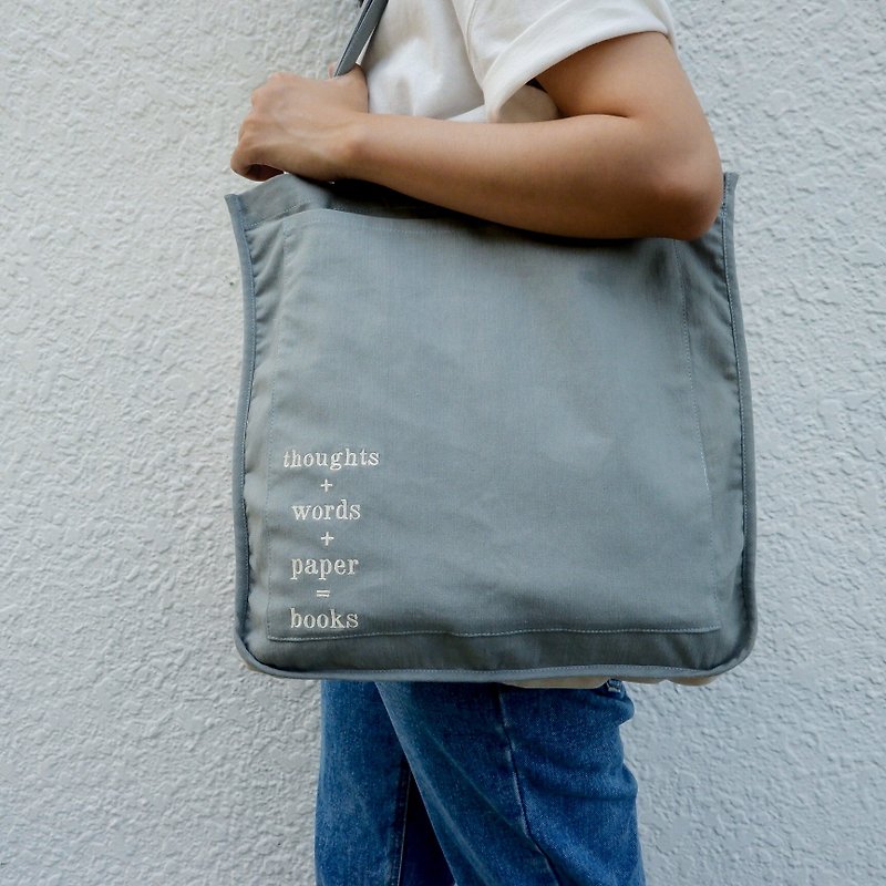 books shopping bag/book bag - กระเป๋าแมสเซนเจอร์ - ผ้าฝ้าย/ผ้าลินิน สีเขียว
