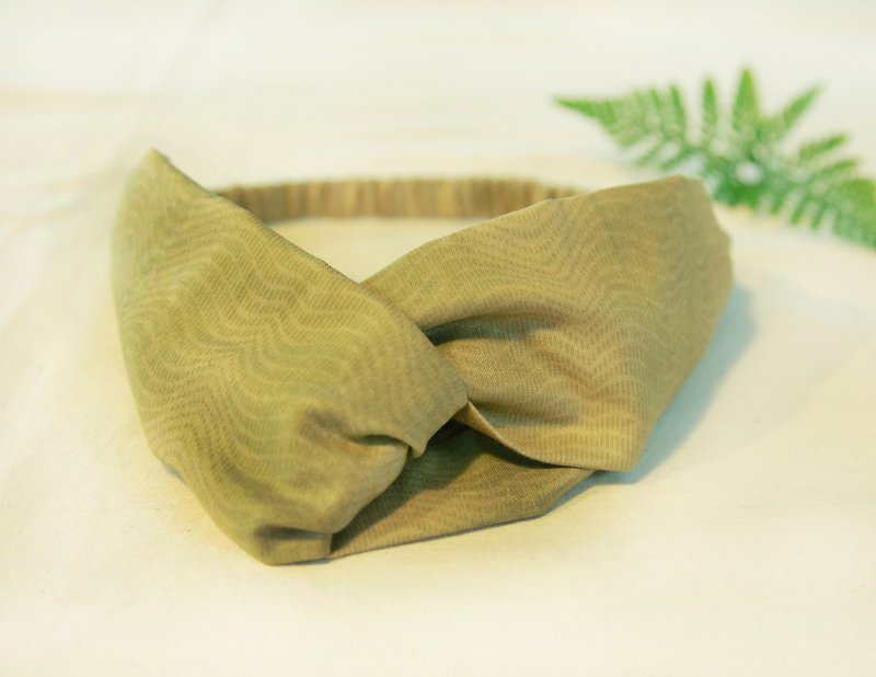 [Color of the hair band] - Japan retro texture cloth / mellow green tea green texture design - เครื่องประดับผม - ผ้าฝ้าย/ผ้าลินิน สีเขียว