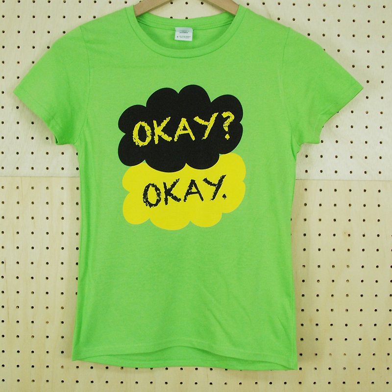 新創設計師-T恤：【Okay】短袖 T-shirt《中性/修身》(果綠)-850 Collections - 帽T/大學T - 棉．麻 綠色