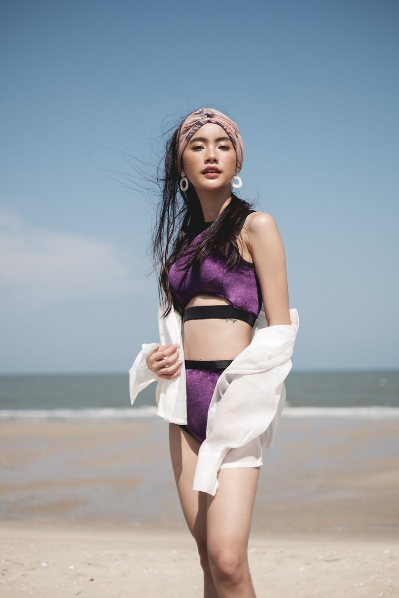 Crescent moon set - Purple Velvet / two-piece swimwear - Women's Swimwear - Other Materials Purple