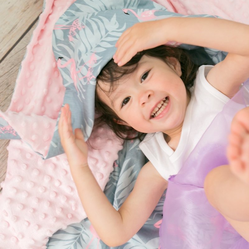 Minky多功能 點點顆粒 攜帶毯嬰兒毯冷氣毯被 粉色-熱帶烈火鳥 - 嬰兒床/床圍/寢具 - 棉．麻 粉紅色