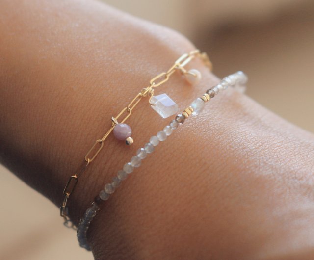 ブレスレット スモーキークォーツ ラブラドライト 天然石 - 雰囲気