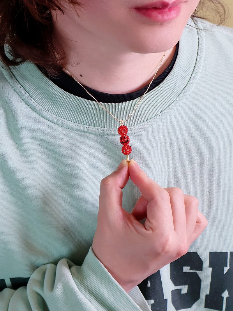 Candied haws bead necklace - สร้อยคอ - แก้ว สีแดง