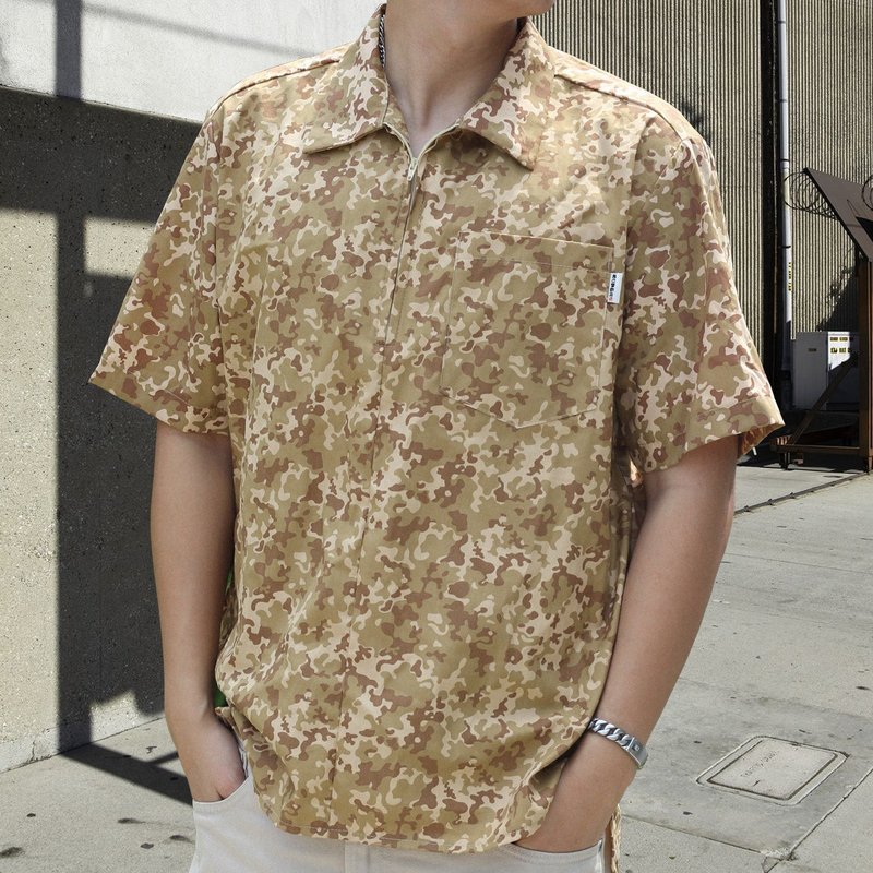 Super.5 - เสื้อเชิ้ต Garage Shirt (สี Caramel Camo) - เสื้อเชิ้ตผู้ชาย - วัสดุอื่นๆ สีนำ้ตาล