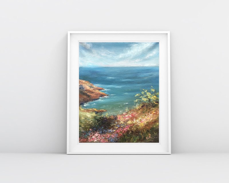 海景油畫原創海景畫海灘 - 海報/掛畫/掛布 - 其他材質 藍色