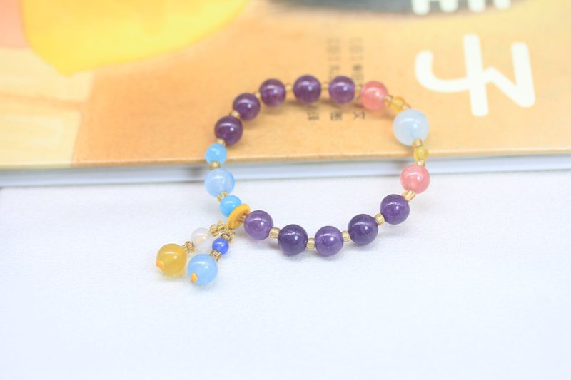 [Amethyst Bracelet] Natural violet love patron saint crystal single loop bracelet female accessories - Bracelets - Jade Purple