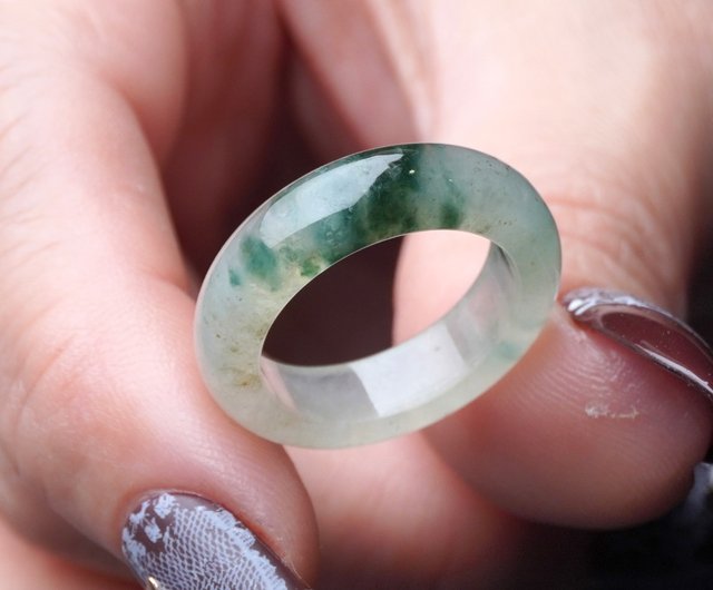 天然氷翡翠 氷グリーン花くり抜きリング 氷型グリーン花翡翠リングバンド |インターナショナル12サークル