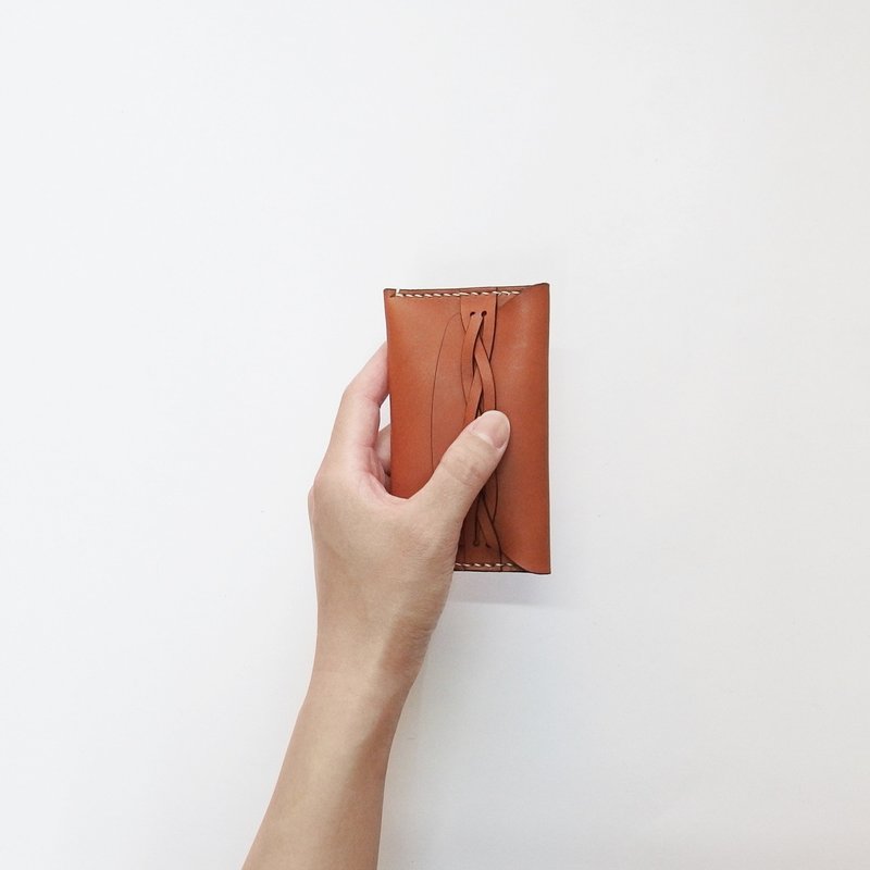 編織皮革名片夾.卡片夾-手作經典客製化禮物 - 名片夾/名片盒 - 真皮 紅色