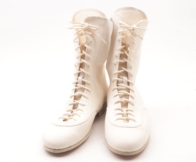 race up long boots (white)/カンガルー革ほか/革靴/b01103 - ショップ