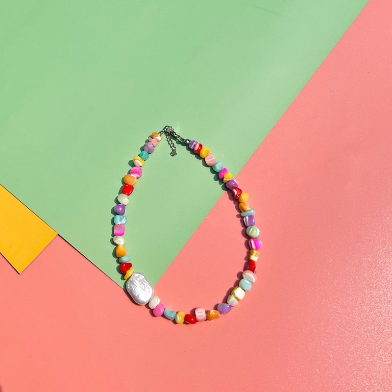 Choker Cindy • Y2K Colorpop Beaded Necklace Pastel Color Jewelry Birthday Gift - Chokers - Pearl Multicolor