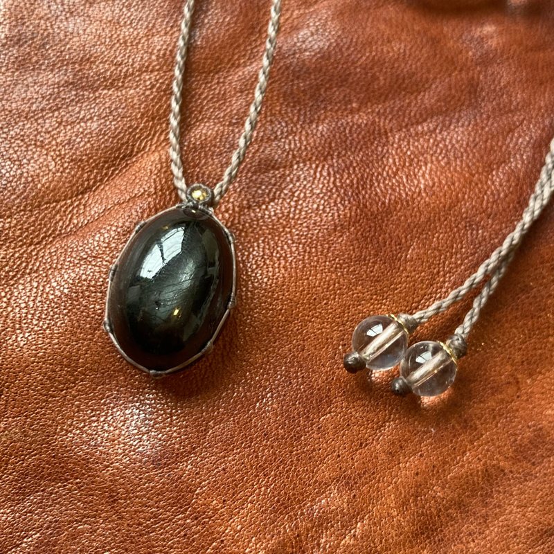 -Bare skin- ブラックスターサファイアマクラメネックレス - 項鍊 - 寶石 黑色