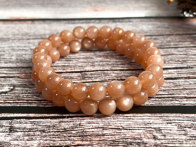 8mm Orange Moonstone Moonstone Stone Bracelet - สร้อยข้อมือ - คริสตัล สีส้ม