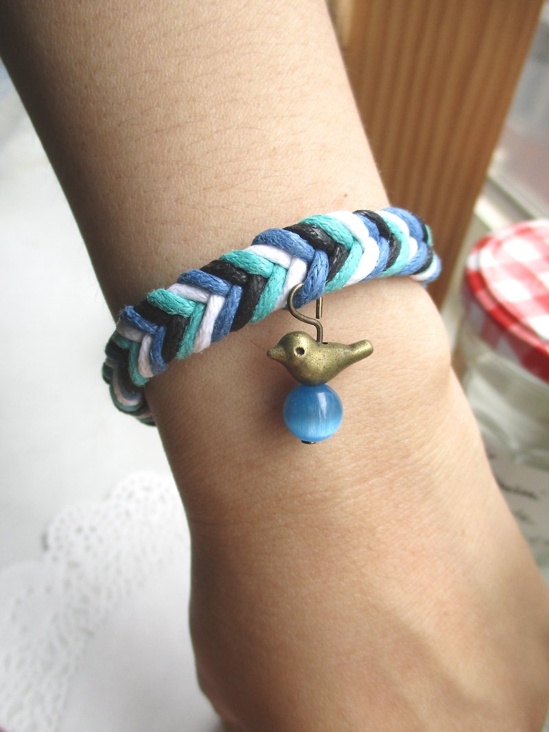 Small kite - Braided Bracelets Bluebird - (small green text) - Bracelets - Other Materials Multicolor