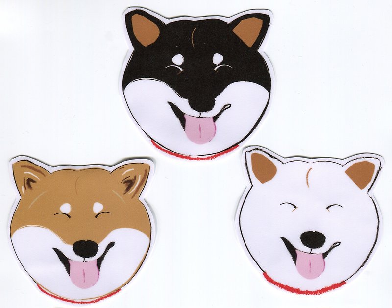 Shiba Inu Large Sticker Set (3 Stickers) Waterproof - สติกเกอร์ - กระดาษ 
