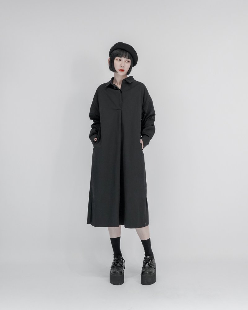 MUKK DESIGN Stiff shirt dress (short version) - One Piece Dresses - Polyester Black