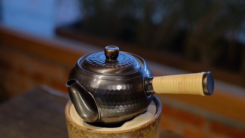 【日本古美術】紫銅錘目急須 茶壺 煮水壺 - 茶具/茶杯 - 銅/黃銅 