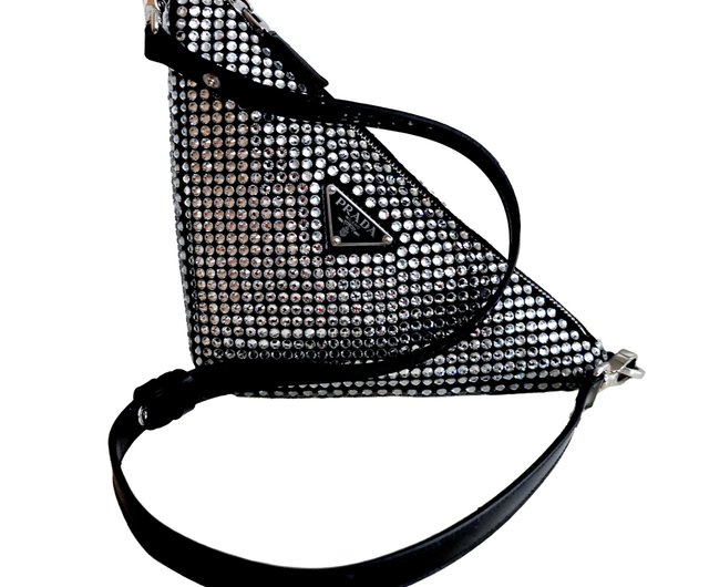 PRADA 15ss Archive Triangle Tag T-Shirts PRADA TRIANGLE BAG WITH CRYSTALS - Tenteva