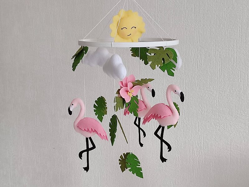 環保材質 寶寶/兒童玩具/玩偶 粉紅色 - Flamingo baby crib mobile girl, pink nursery decor, expecting mom gift