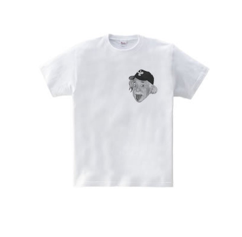 Albert Einstein outdoor one (5.6oz T-shirt) - สเวตเตอร์ผู้ชาย - ผ้าฝ้าย/ผ้าลินิน ขาว