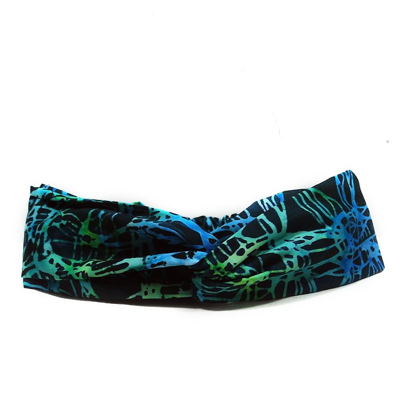 Secret Land American Batik Cross Headband - ที่คาดผม - ผ้าฝ้าย/ผ้าลินิน สีเขียว