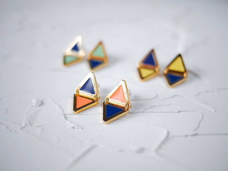 Copper & Brass Earrings & Clip-ons Blue - Ten Thousand Flags Series-Navy Blue In Summer * Earrings