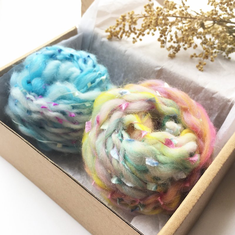 DIY hand-spun colorful thread ball bag/hand-spun thread/hand-made thread/wool/DIY material/material - Knitting, Embroidery, Felted Wool & Sewing - Wool Multicolor