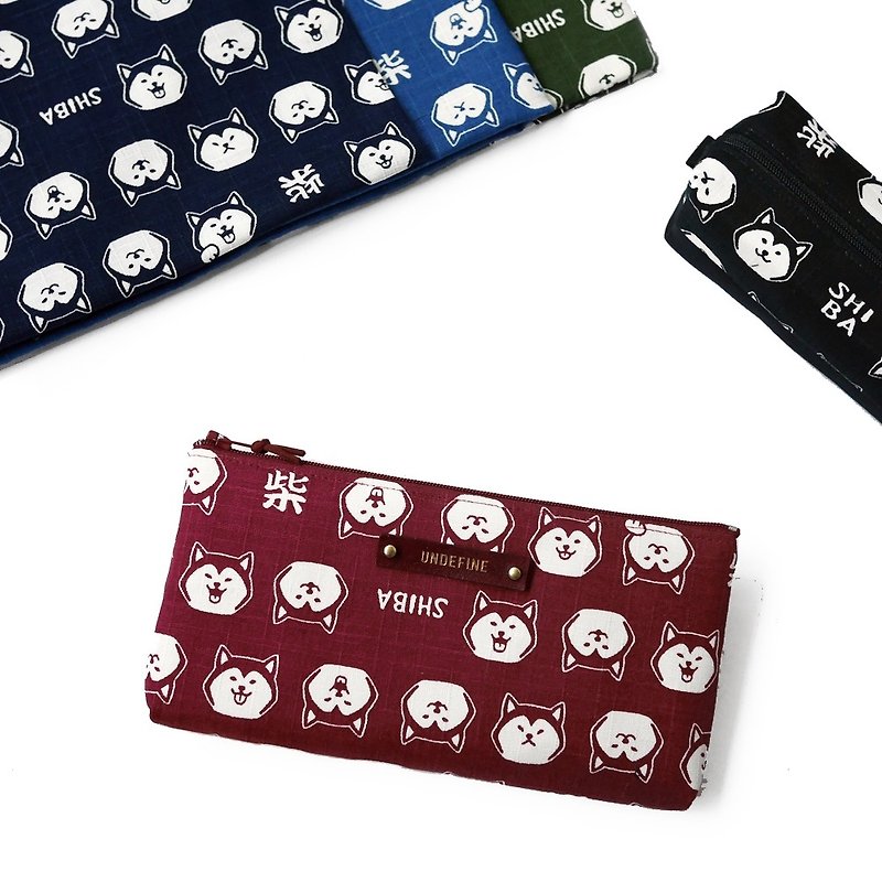 SHIBA Shiba Inu Pencil Bag Pleated Storage Bag - Pencil Cases - Cotton & Hemp Multicolor