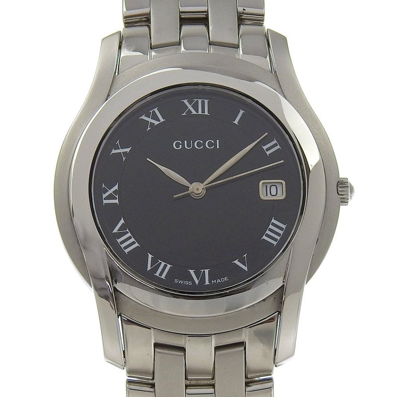【日本直送】グッチ GUCCI 腕時計 5500M SS クオーツ アナログ表示 黒文字盤 メンズ【中古】 - 女錶 - 不鏽鋼 銀色