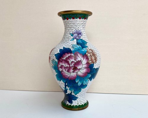 アンティーク 中国 七宝焼き 花瓶 七宝焼き 七宝焼 昭和レトロ雑貨 昭和レトロ インテリア 花柄