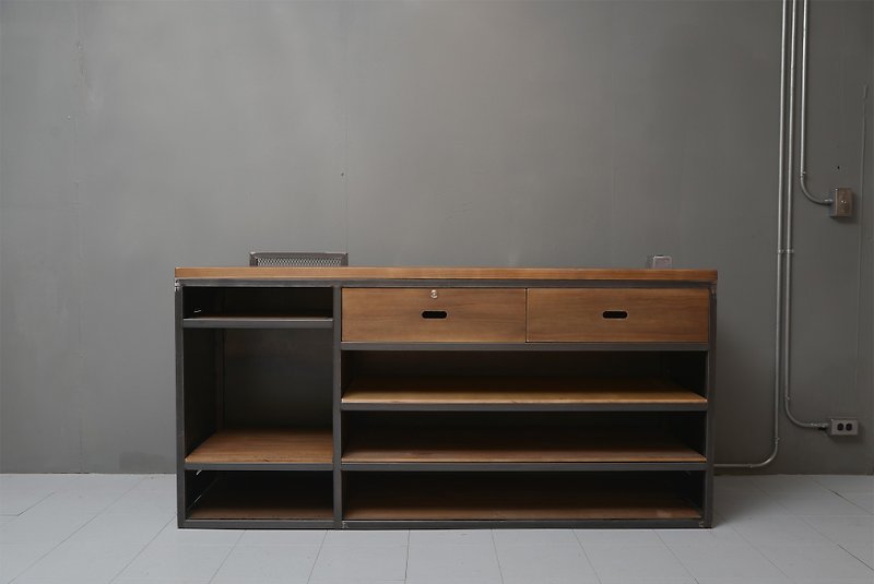 Industrial wind double-opening drawer customization_business counter - Wood, Bamboo & Paper - Wood Brown