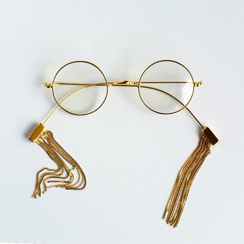 Japan made glasses _Fringe_gold_ jewelry / Earrings / reading / self love - Glasses & Frames - Other Metals Gold