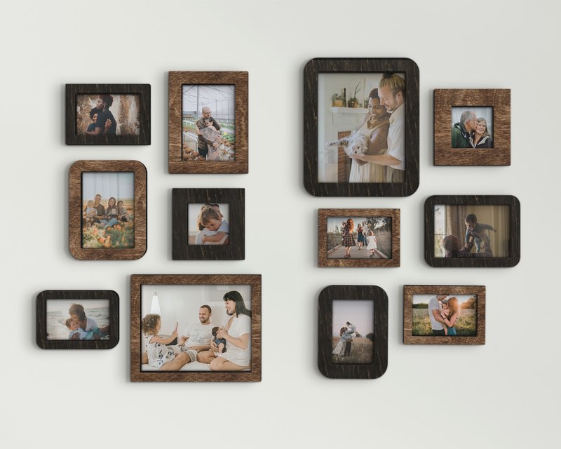 12 piece wall mounted photo frame set Custom color picture frame collage - 相框/畫框 - 木頭 多色