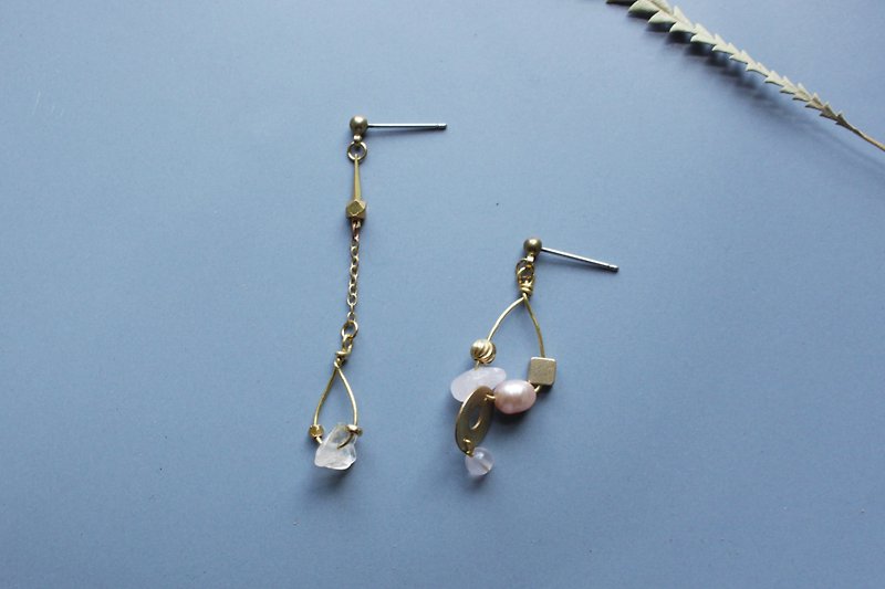 Rain - earring  clip-on earring - Earrings & Clip-ons - Copper & Brass Pink