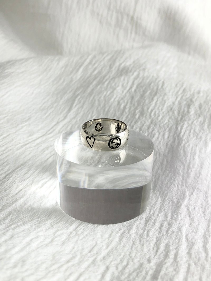 【 日本直送　名牌中古包 】GUCCI グッチ リング シルバー 24号 Blind For Love Ring vintage ヴィンテージ bv4c3r - 戒指 - 純銀 銀色
