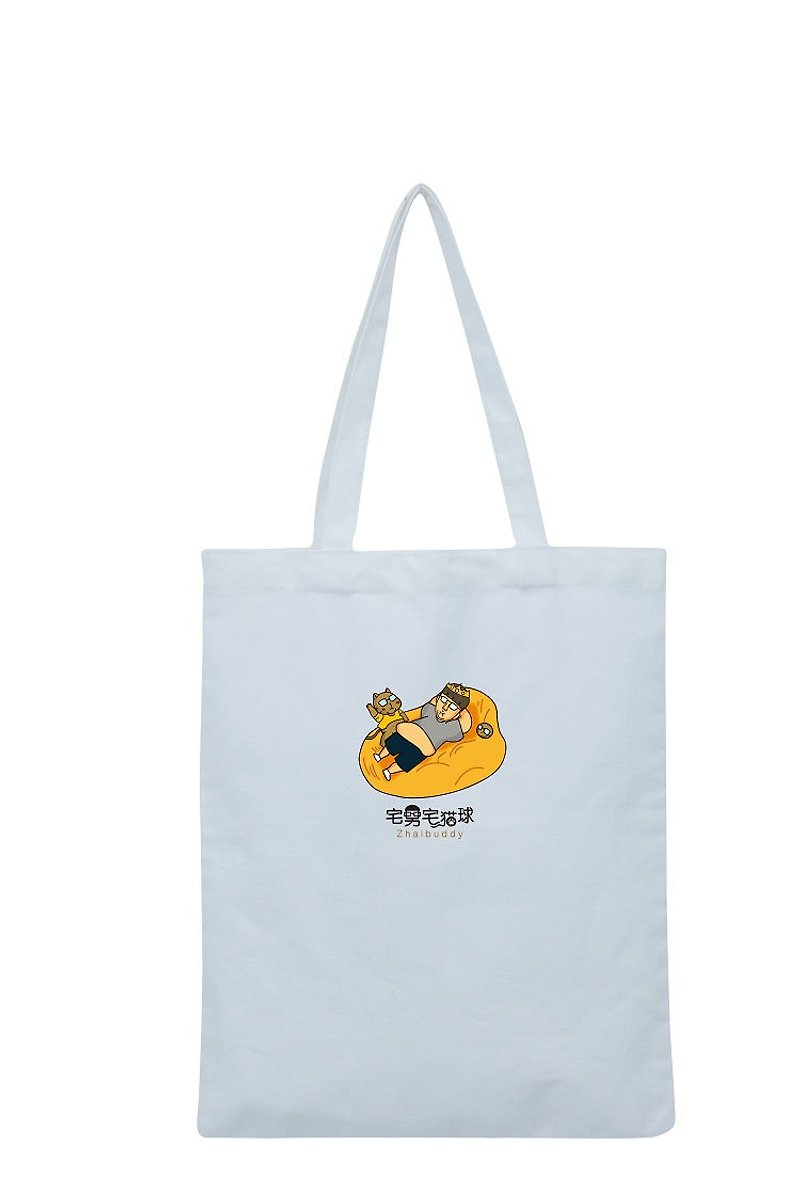 (預購)GildanX宅男宅貓球 聯名白色帆布包-直式 NHB2200系列 - 手提包/手提袋 - 棉．麻 