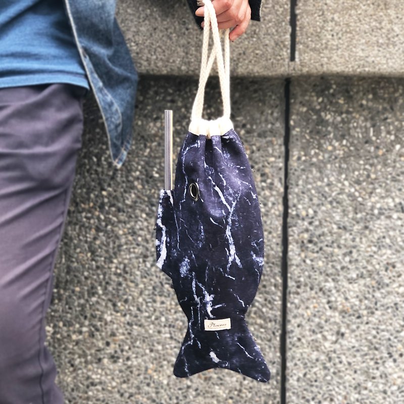 Eco-friendly reusable cloth bag - กระเป๋าถือ - ผ้าฝ้าย/ผ้าลินิน สีน้ำเงิน