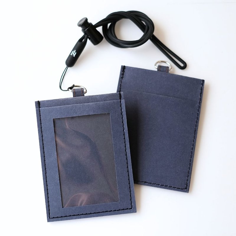 LOGINHEART | Double-sided sensor ID holder navy blue card does not interfere with the handmade warranty of the craftsman - ID & Badge Holders - Paper 