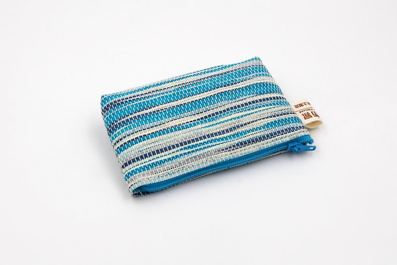 [Paper Cloth Home] Corrugated blue paper thread weaving for coin purse - Coin Purses - Paper Blue