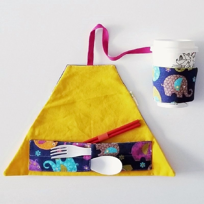 Utensil Wrap+Cup Sleeve **Selected Fabrics** - Chopsticks - Cotton & Hemp Multicolor