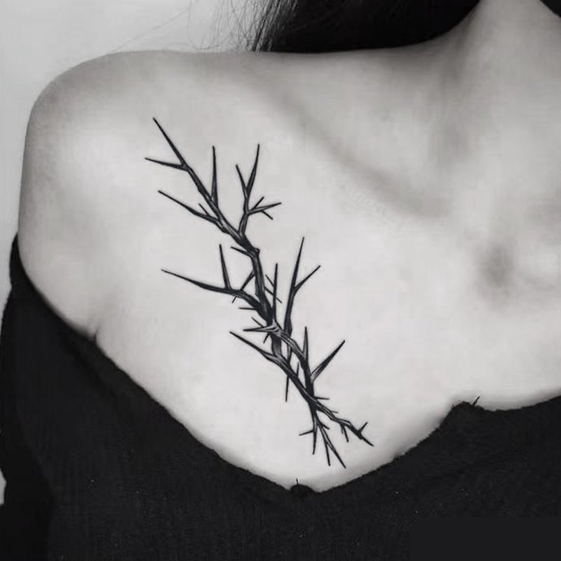 Send 2 pictures [Source of Dead Wood] Realistic semi-permanent tattoo pattern herbal tattoo stickers simulation long-lasting men and women - Temporary Tattoos - Paper Black