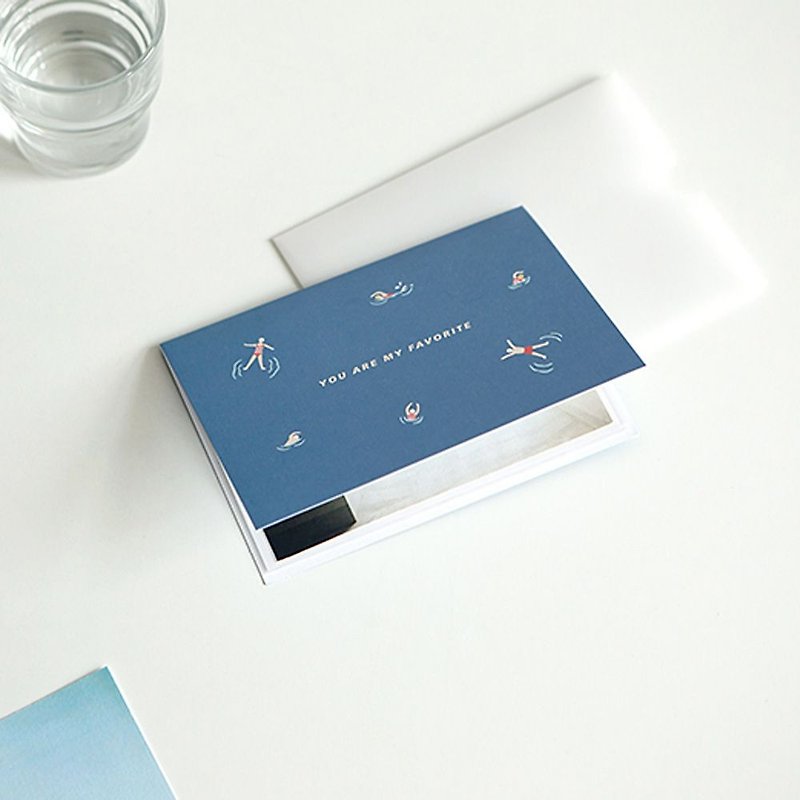 この4×6カード付きDailylike動物公園-03スイマー、E2D00694 - カード・はがき - 紙 ブルー