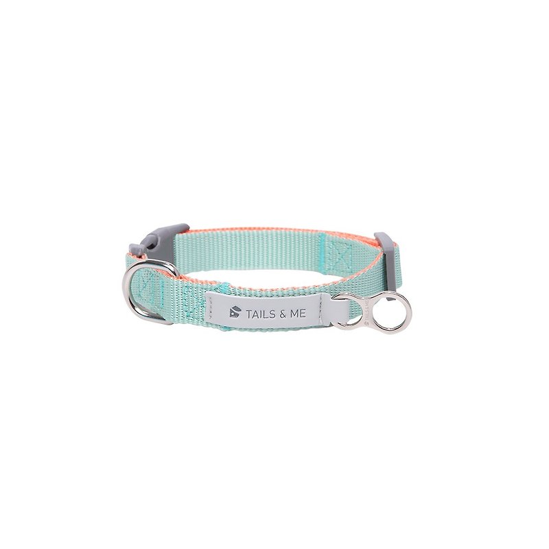 [Tail and me] Classic nylon belt collar pink orange / mint S - Collars & Leashes - Nylon 