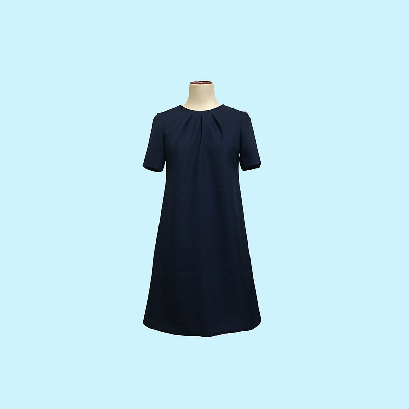 retro one-piece dress marian - 連身裙 - 聚酯纖維 藍色