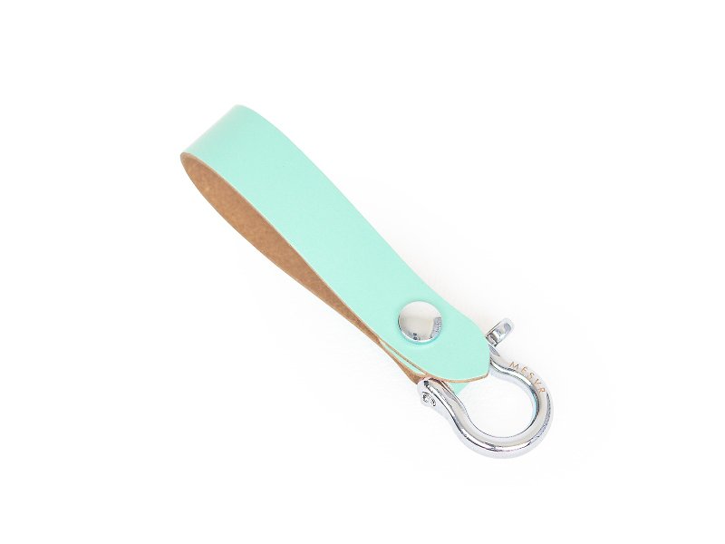 [Macaron] ｜Key Shackle Holder ｜Fob Chain - Keychains - Genuine Leather Green