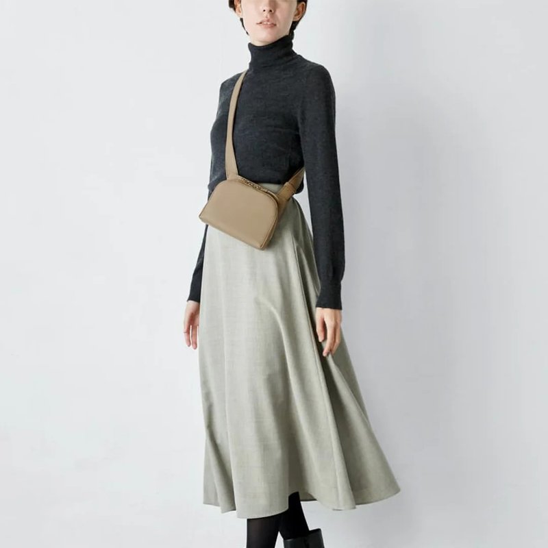 Sora 兩用斜背包 S-淺褐 - 側背包/斜背包 - 真皮 卡其色